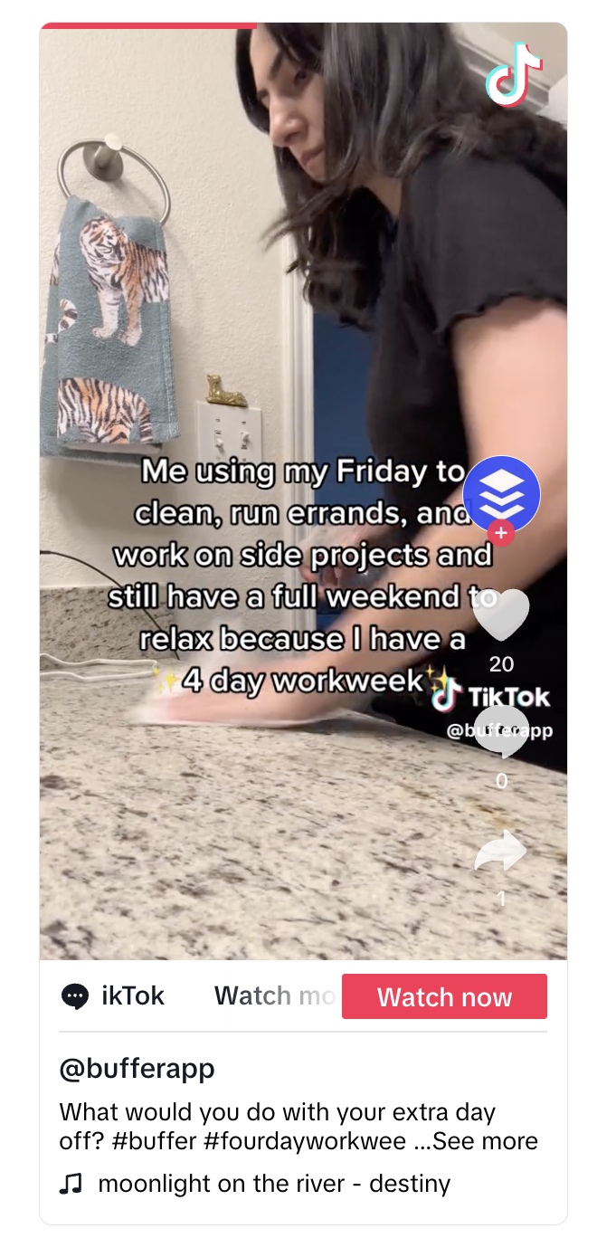 A screenshot of Buffer's TikTok video