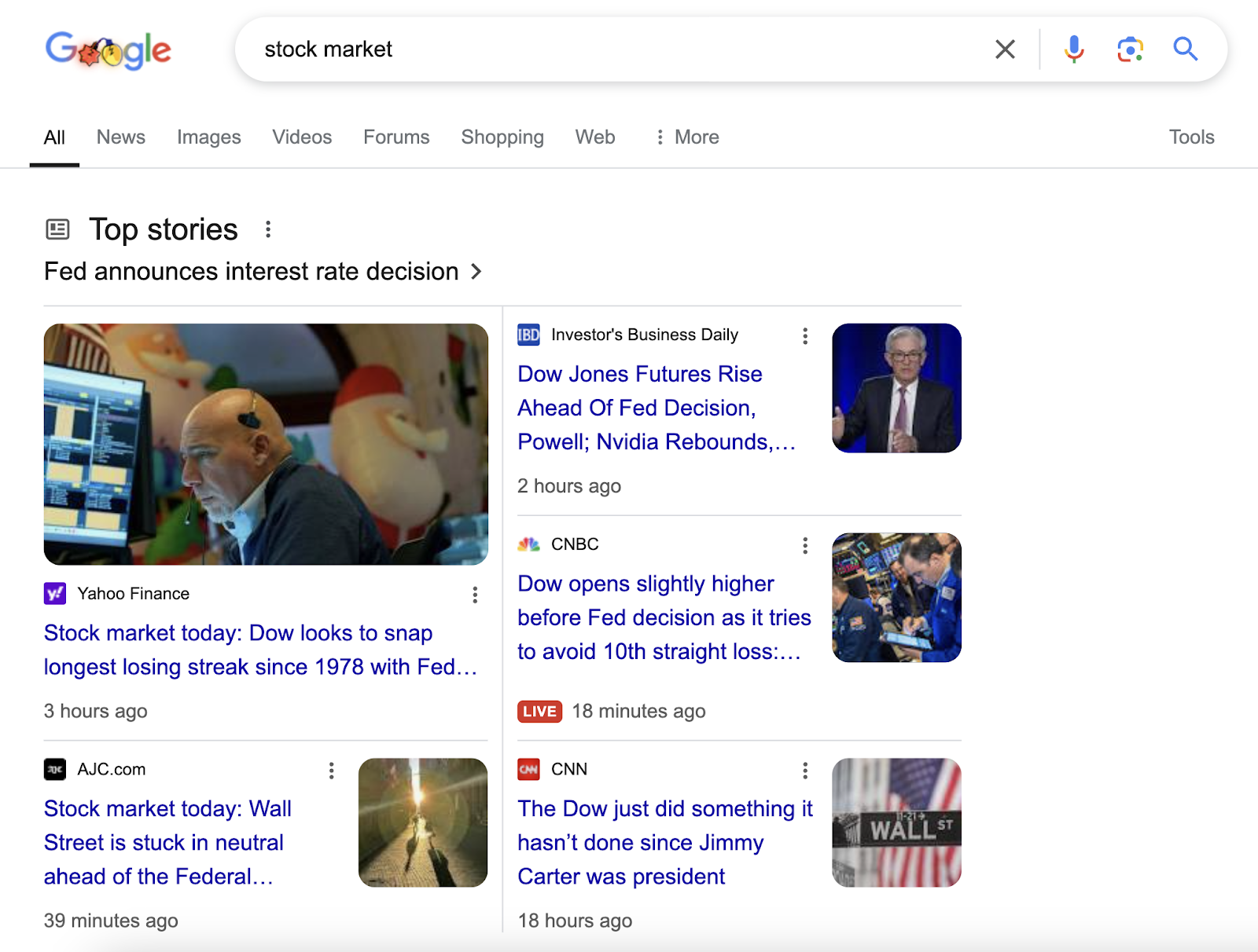 Top stories SERP characteristic shows precocious published articles connected a news story.