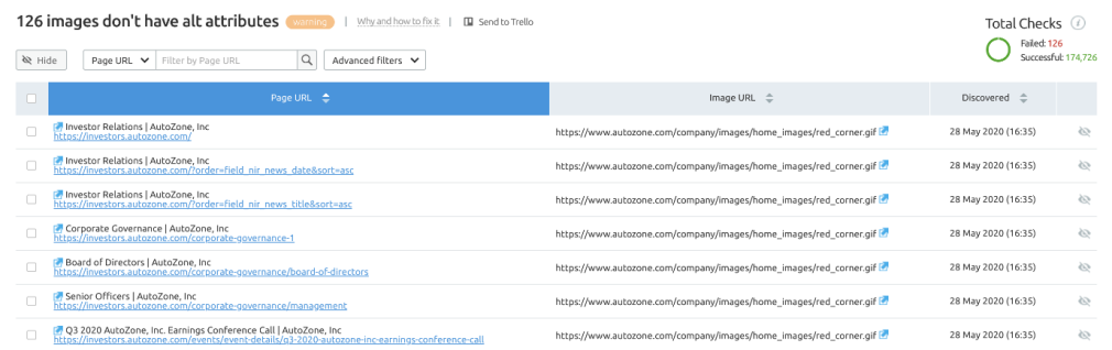 alt text site audit