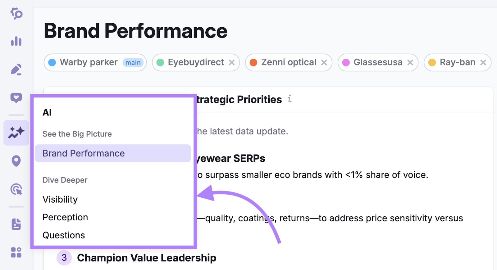 The report are highlighted in the left navigation.