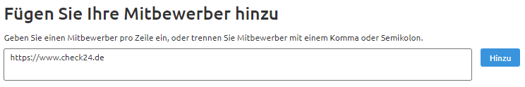 Domains hinzufügen im Link Building Tool