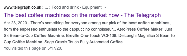 खराब मेटा विवरण का एक उदाहरण