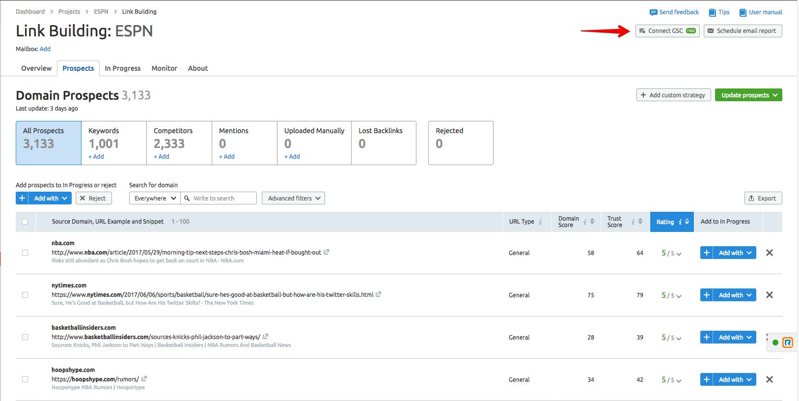 Link Building Tool: Google Search Console