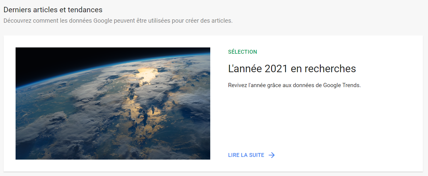 Google Trends, derniers articles et tendances