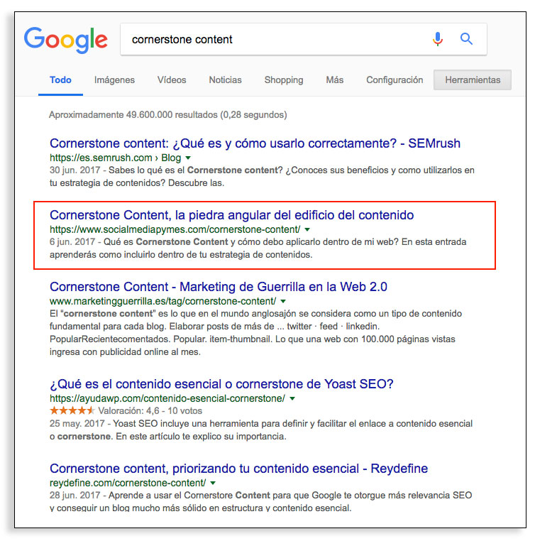 Contenido esencial SEO ejemplo