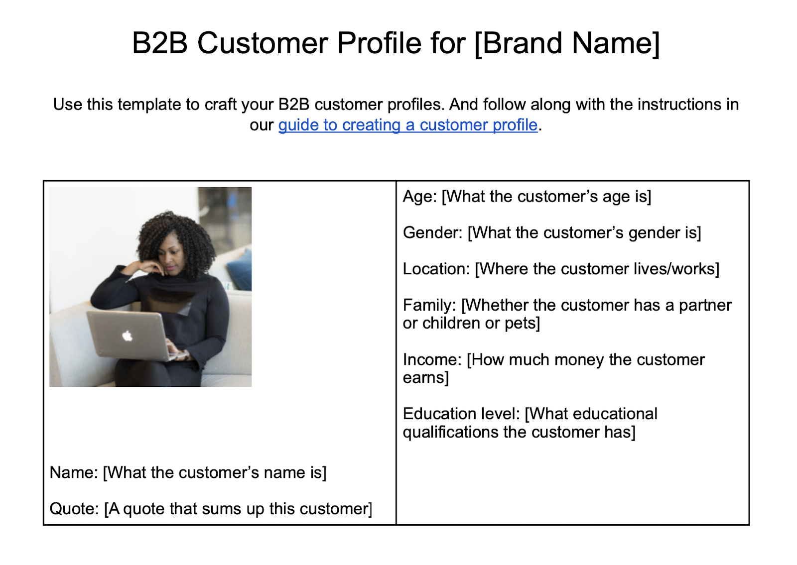 B2B Customer Profile Template