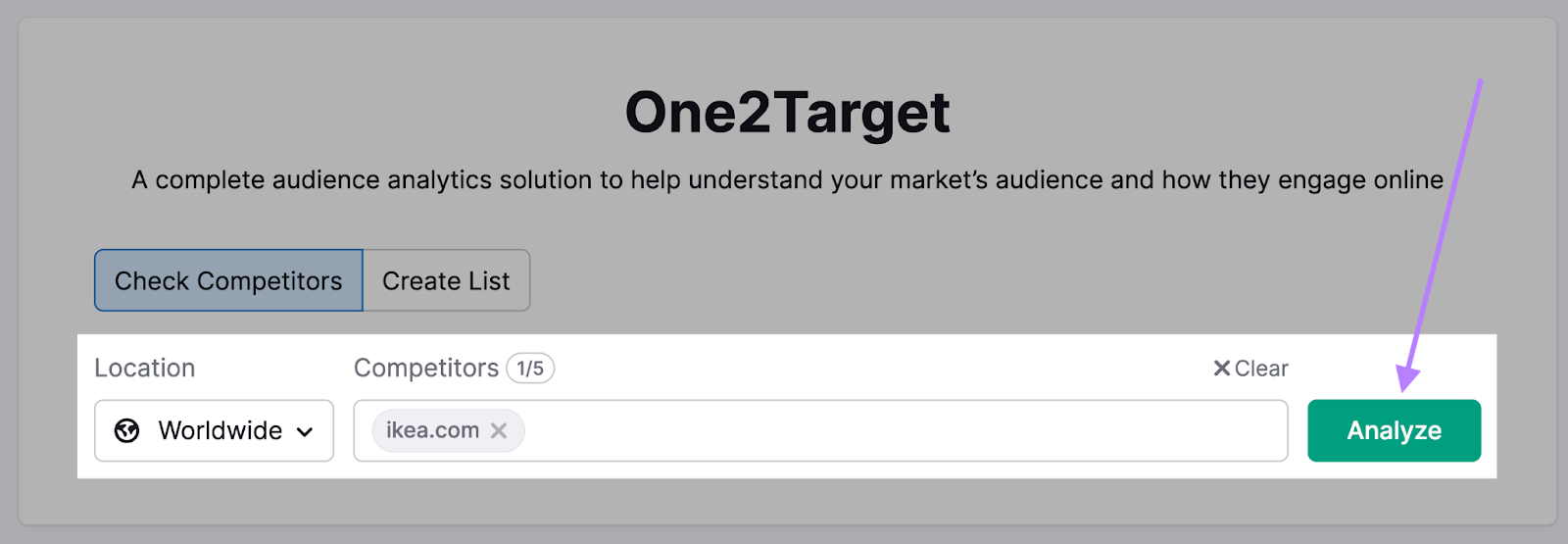 One2Target tool analyze