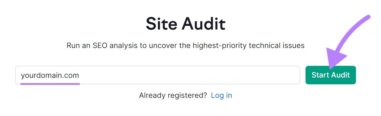 Site Audit tool search bar