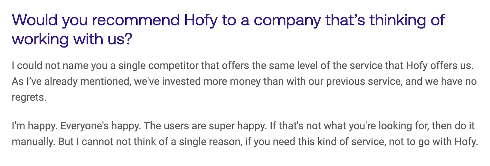 Hofy's case study conclusion