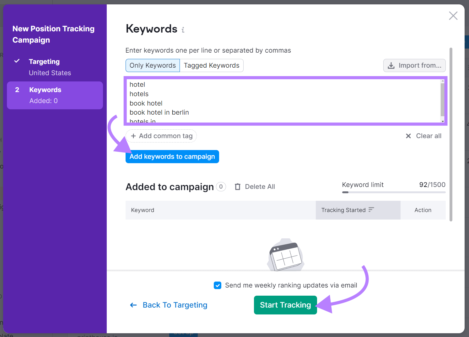 "Keywords" model   successful  Position Tracking instrumentality   settings