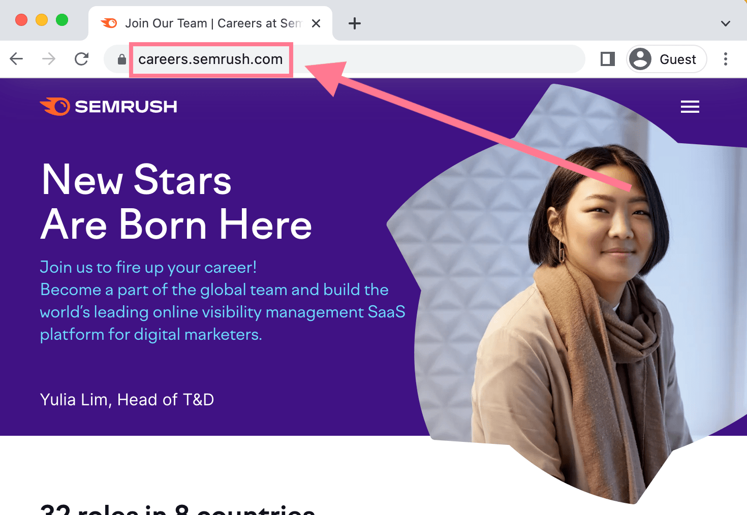 หน้าอาชีพของ Semrush