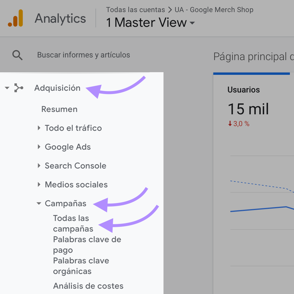 Cómo ver todas las campañas en Google Analytics