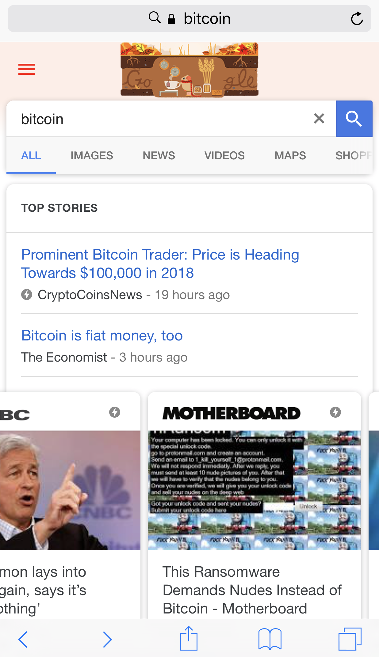 AMP search results on mobile
