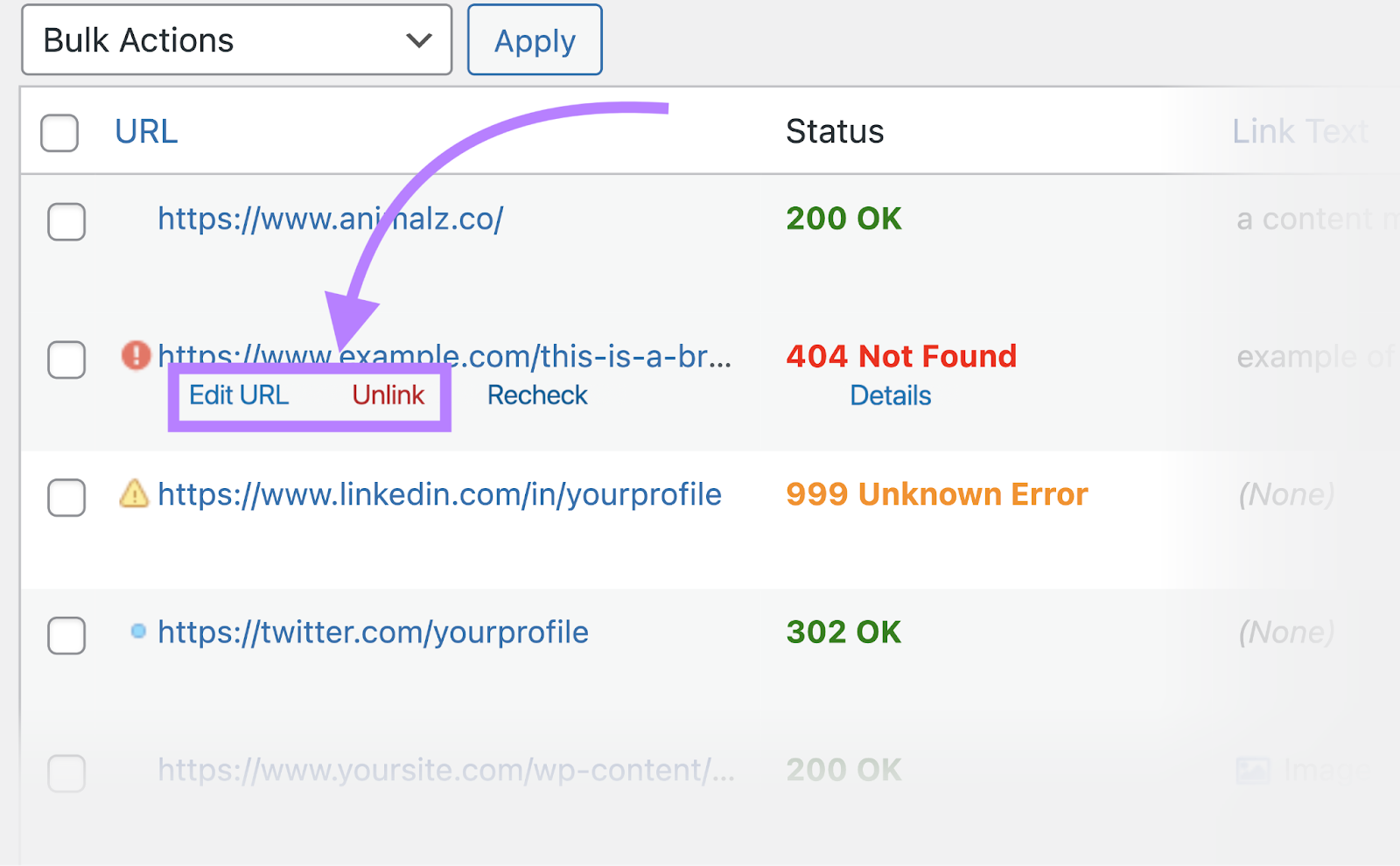 where to find   “Unlink” fastener  to region   the breached  link