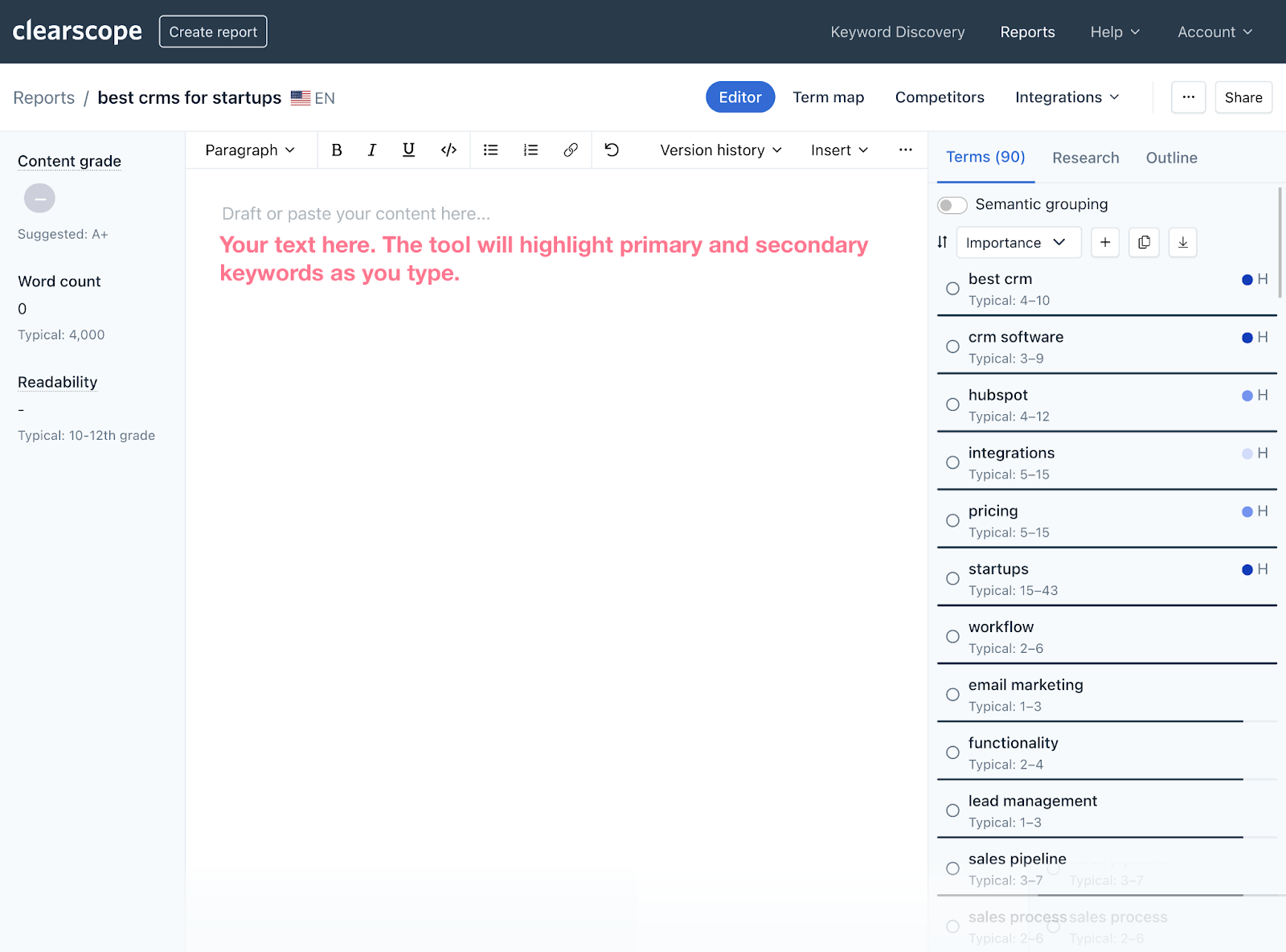 Clearscope overview