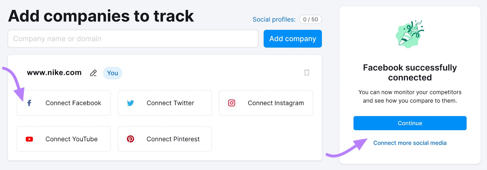 how to connect your social accounts to Social Tracker tool