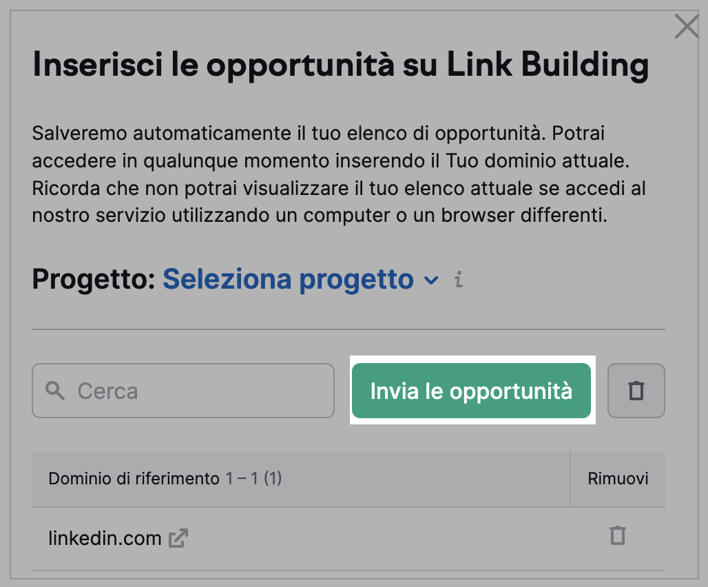 Link building tool di Semrush