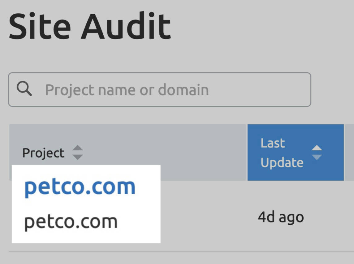 Site Audit projects