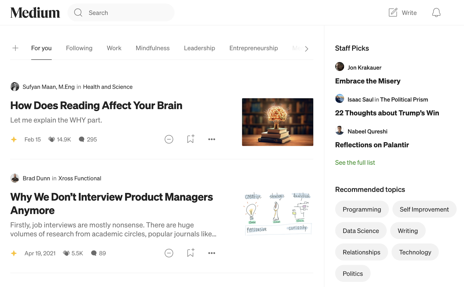 medium blogging level    shows thread of posts on  with topics and unit   picks