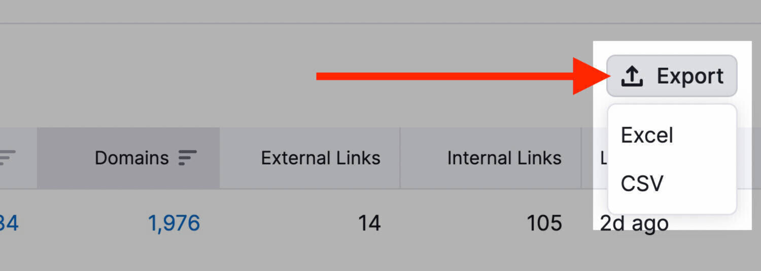 Exportation des Backlinks Analytics