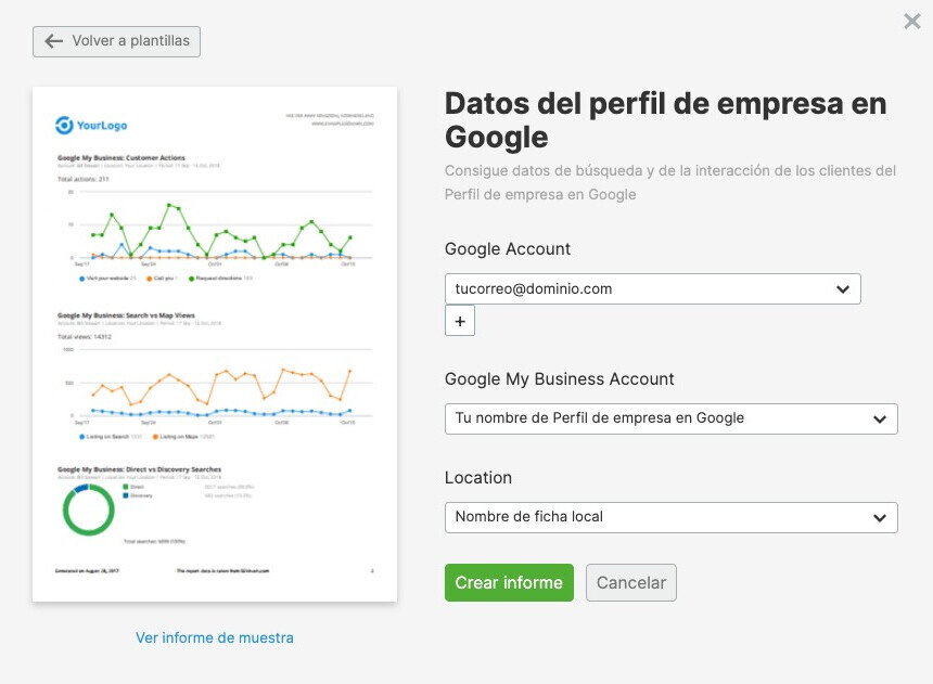 Crea un informe de Google Business.