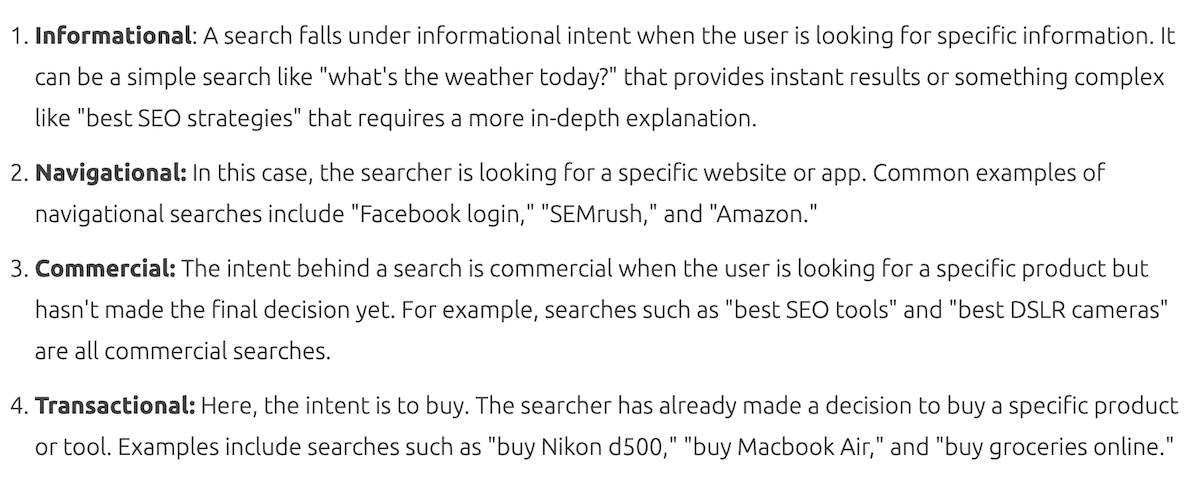 search intent types
