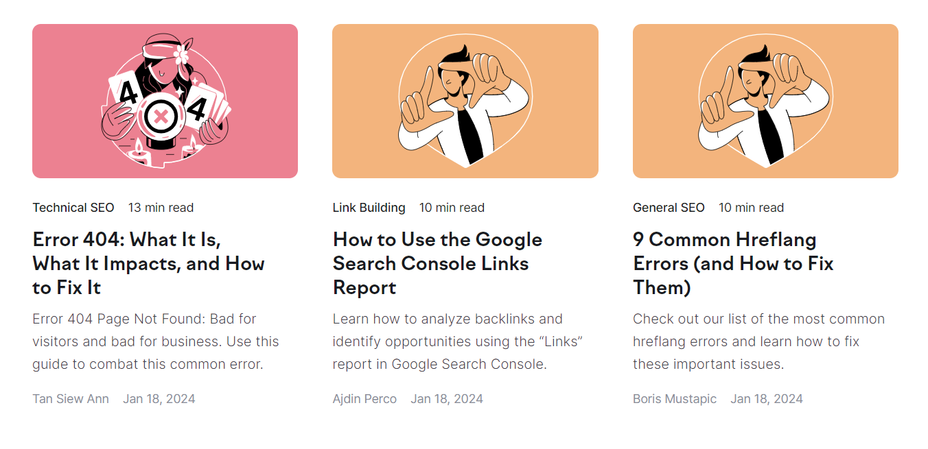 A section of featured articles on Semrush Blog page