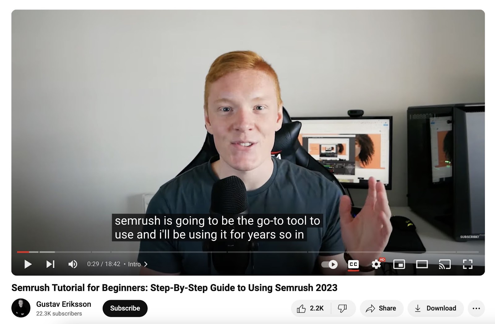 Semrush tutorial for beginners video on YouTube