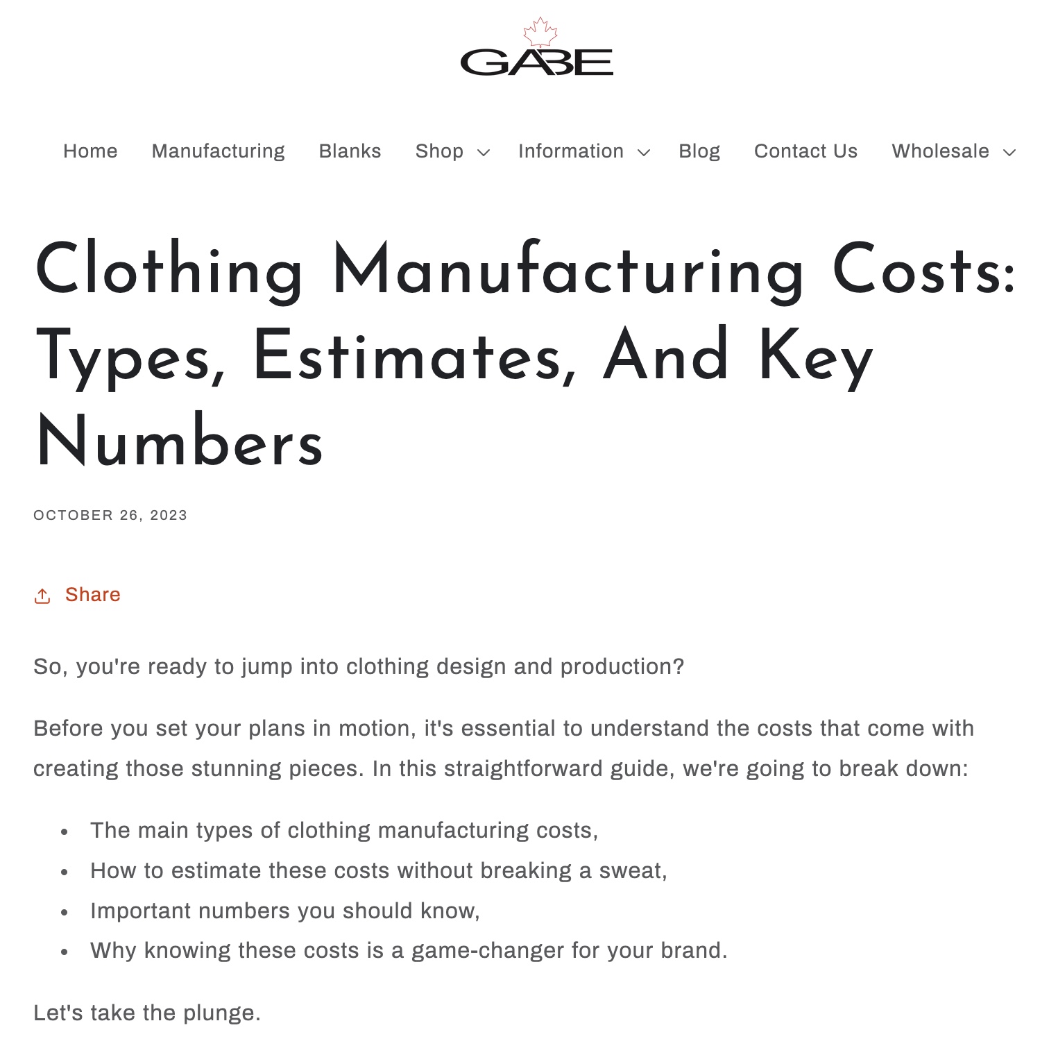 Blog post by clothing manufacturer targeting a keyword with informational intent.