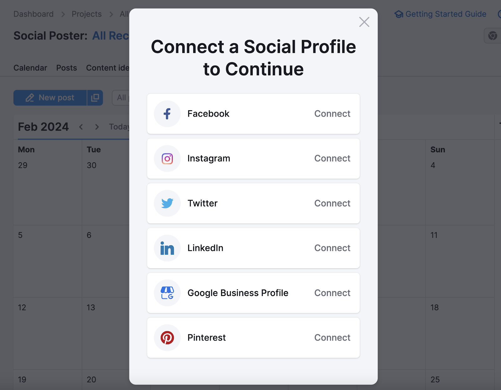 Connect the Social Poster tool to your platforms