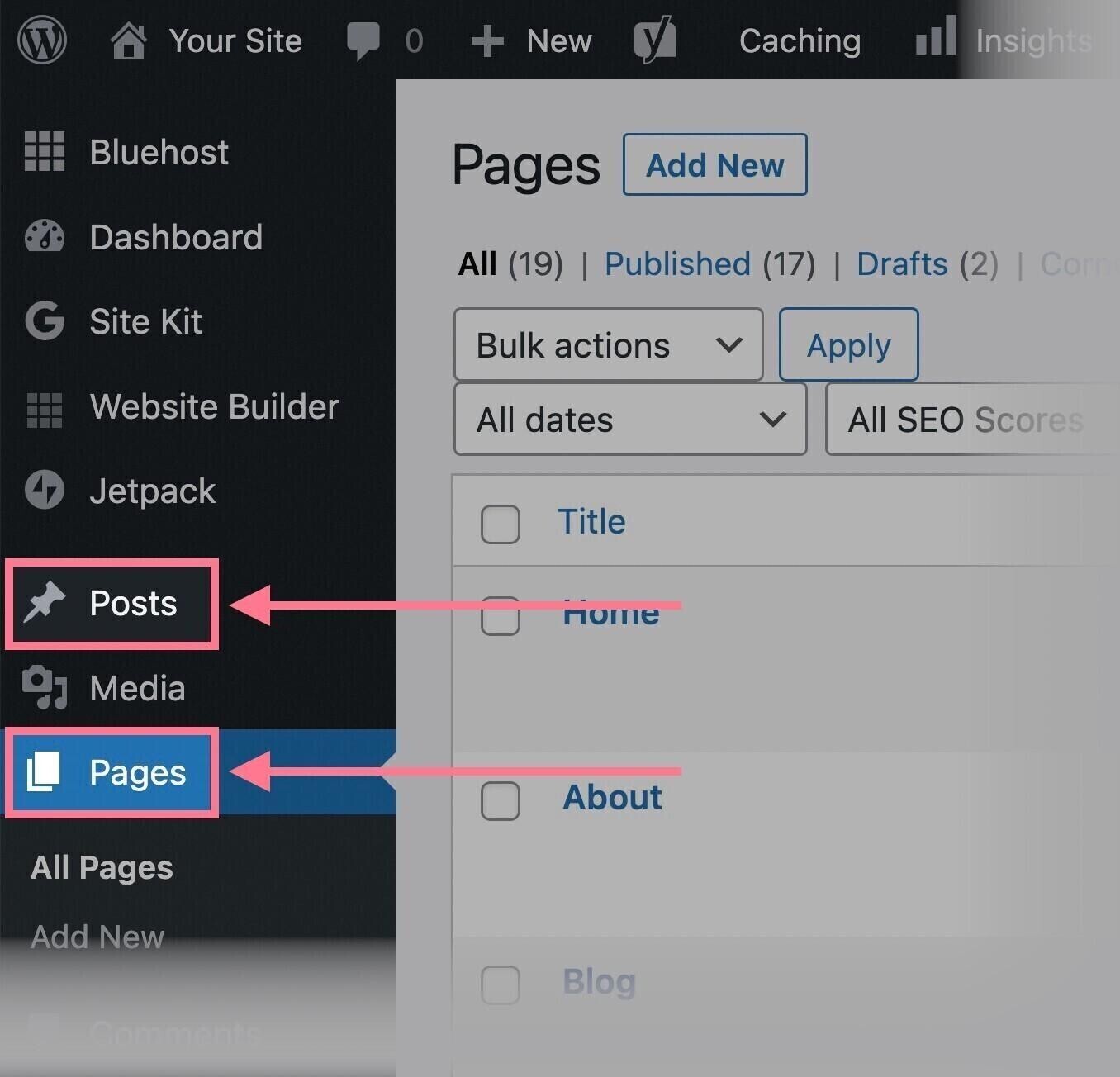 Wordpress páginas vs posts