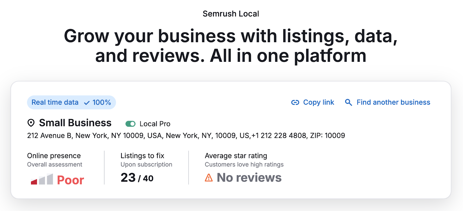 Small Business SEO คืออะไร เหมาะสมกับธุรกิจขนาดเล็กยังไง เริ่มต้นที่ไหน ? 13 This small business has poor online presence, many listings to fix, and no reviews.