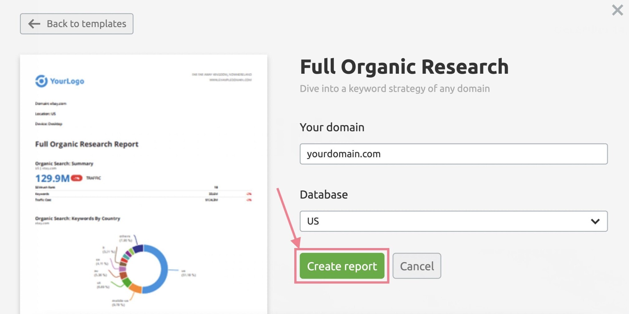 create full organic research report