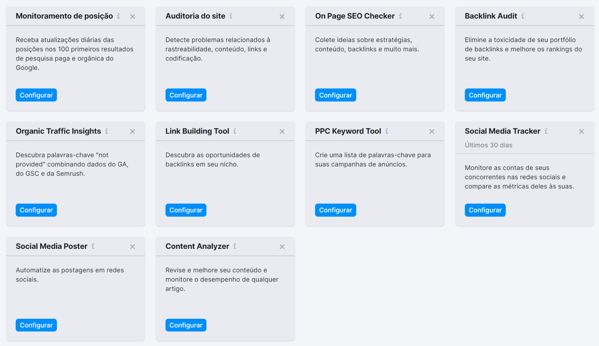 ferramentas para novo projeto