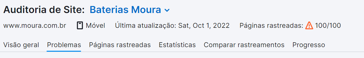 aba problemas na ferramenta auditoria de site