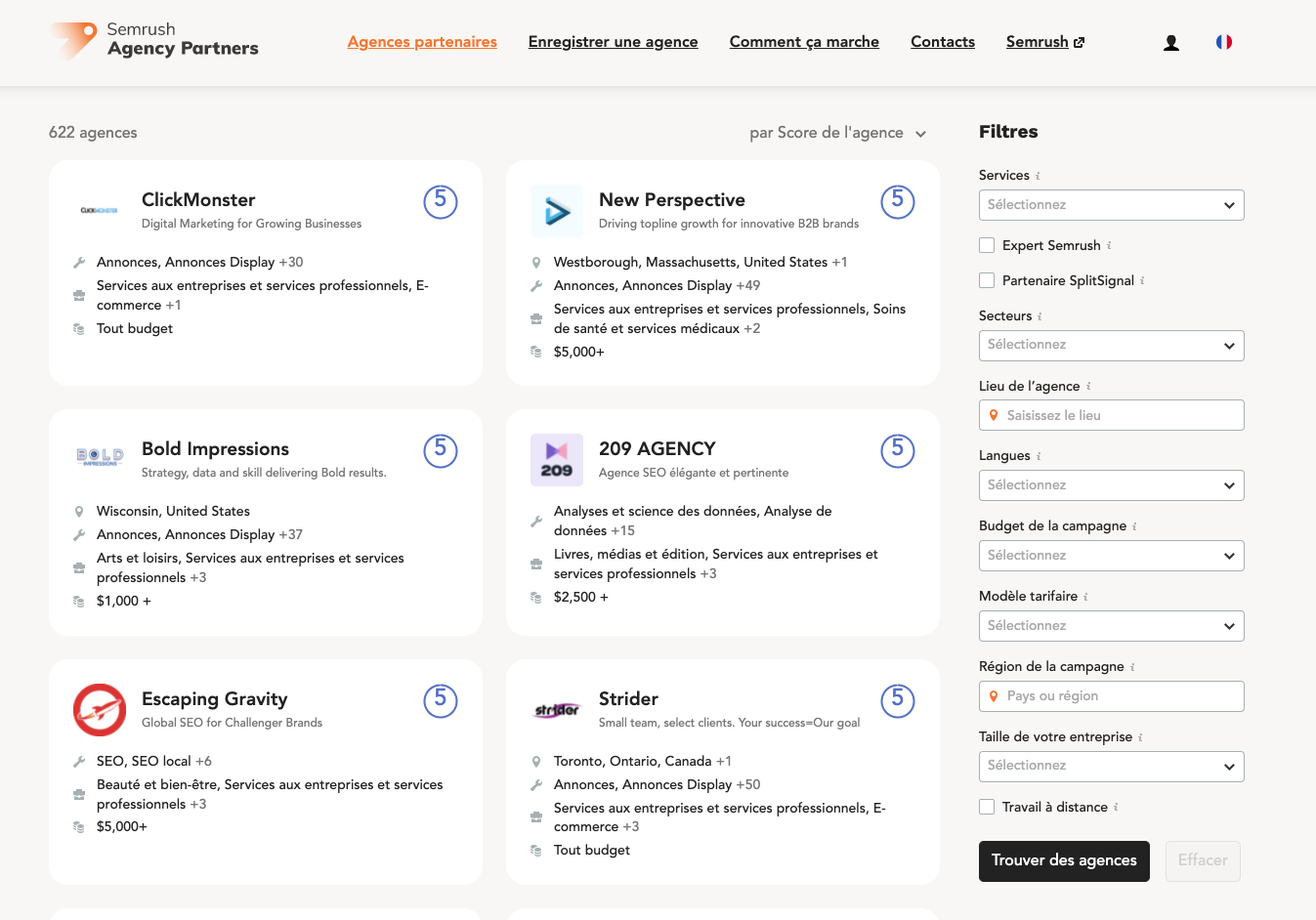 Agences partenaires Semrush