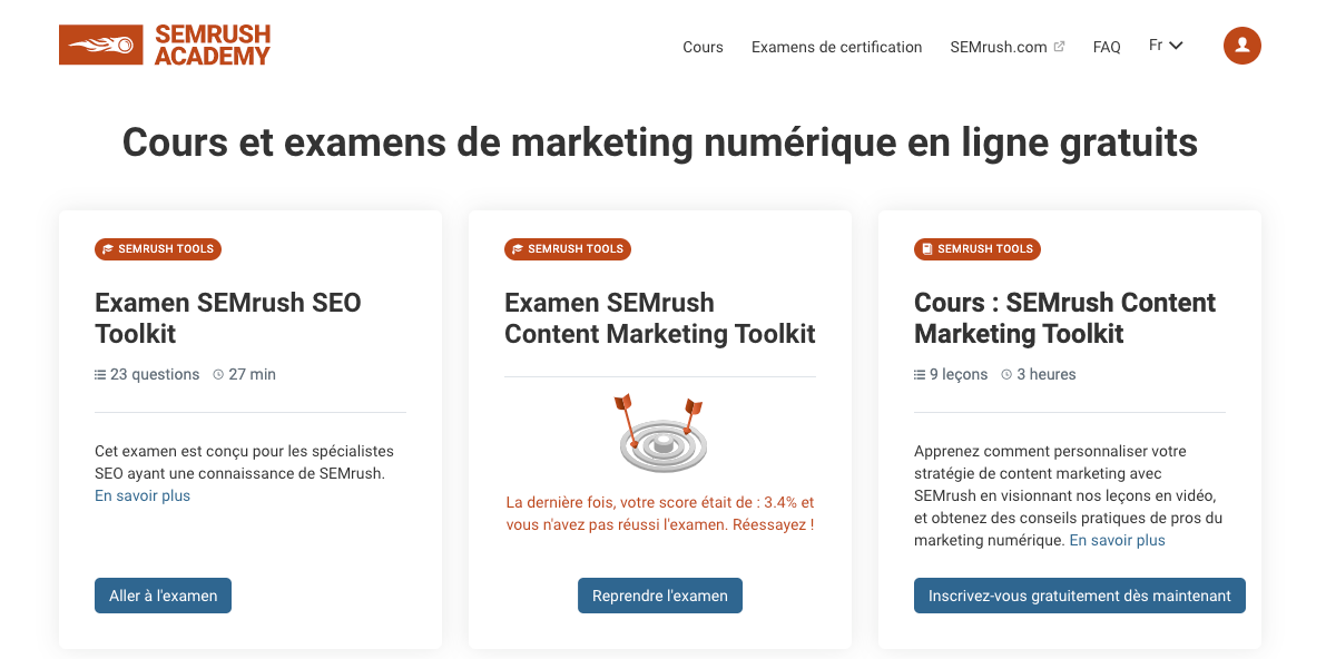 Académie SEMrush en français