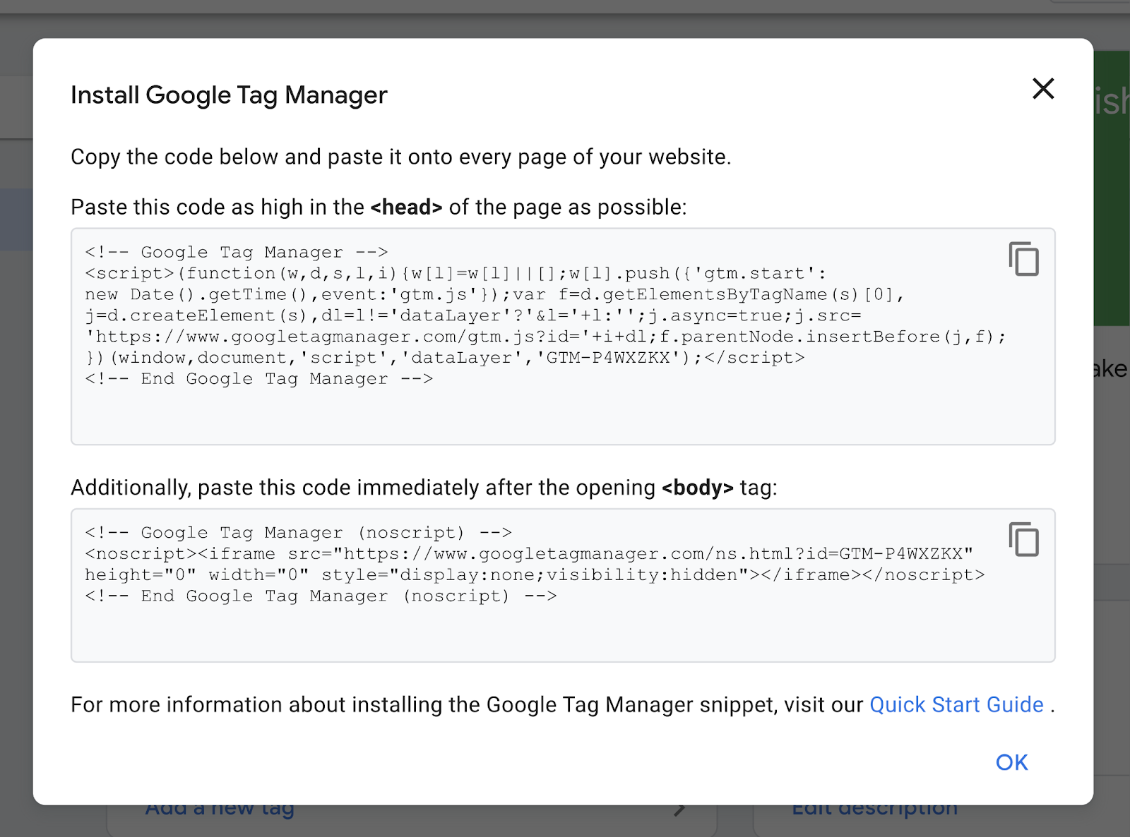 Google Tag Manager koda za namestitev