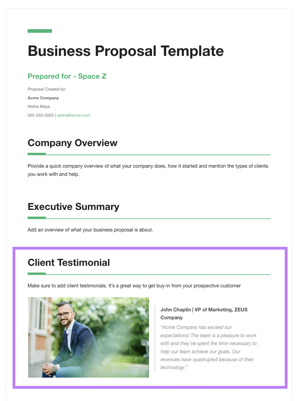 Business proposal template