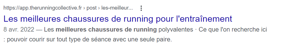 La meta description répond à l'intention de recherche de l'utilisateur