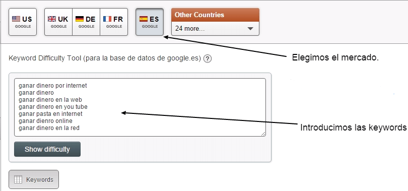 introducir palabras clave SEO