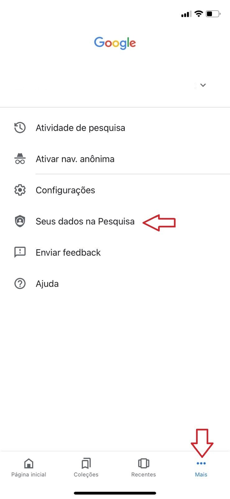 print de como fazer descadastro de temas no google discover