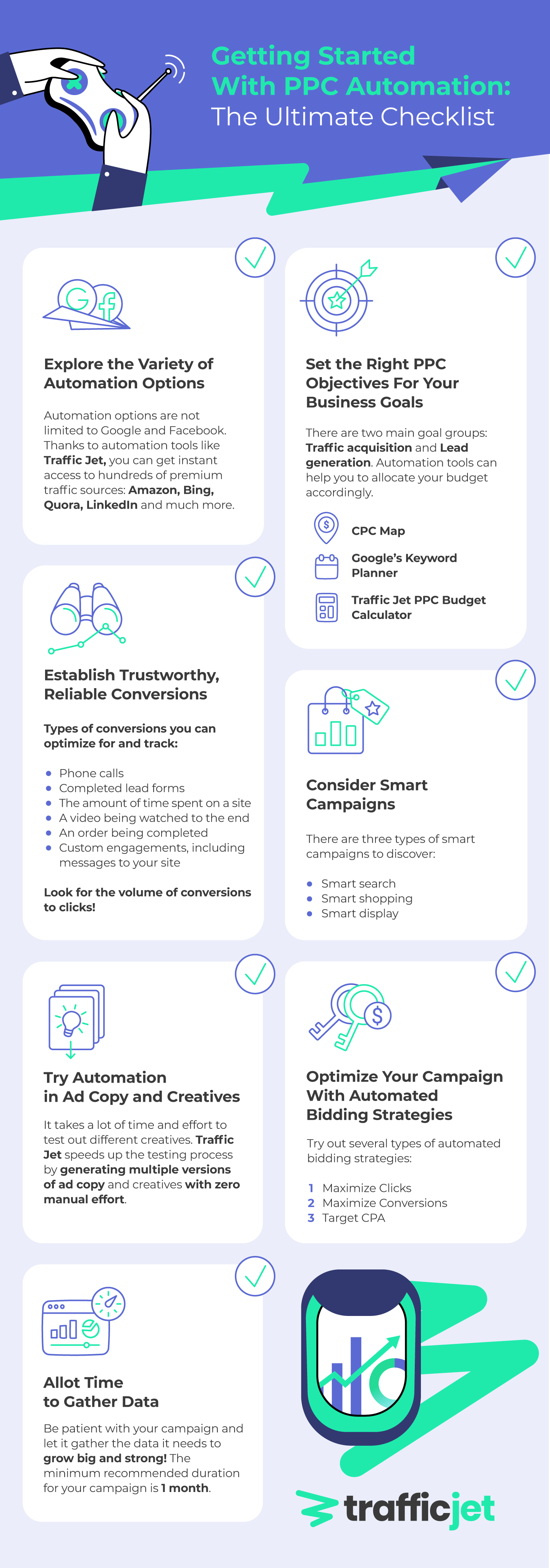 Infographics with a checklist on getting started with PPC automation