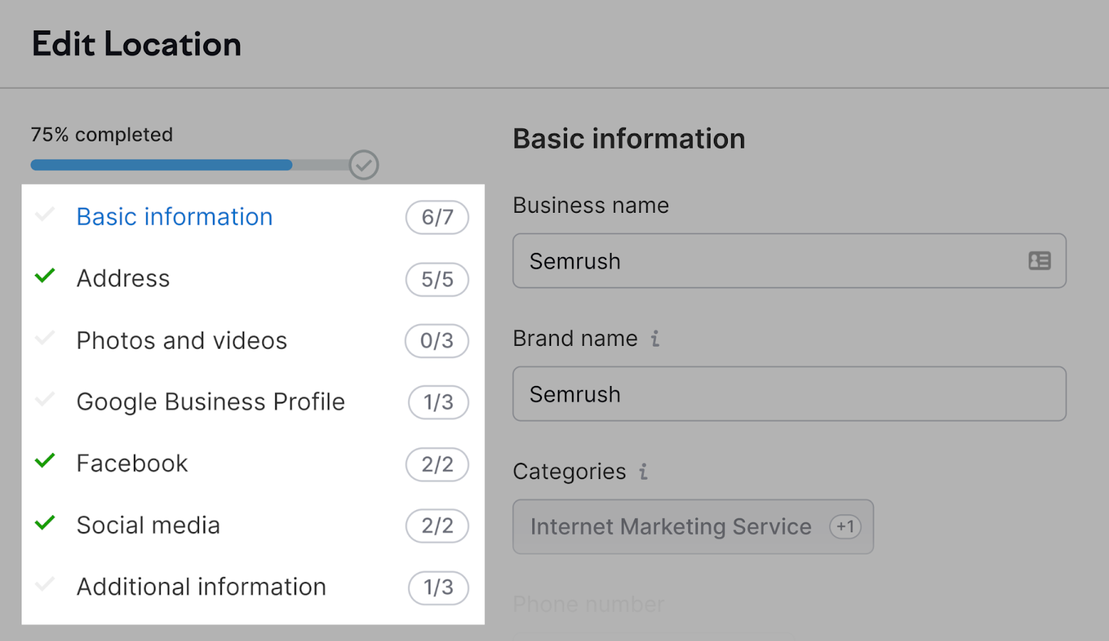 edit location info options