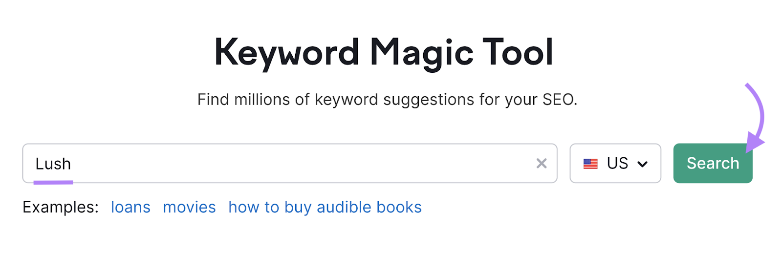 Search "Lush" marque  sanction  successful  keyword magic tool