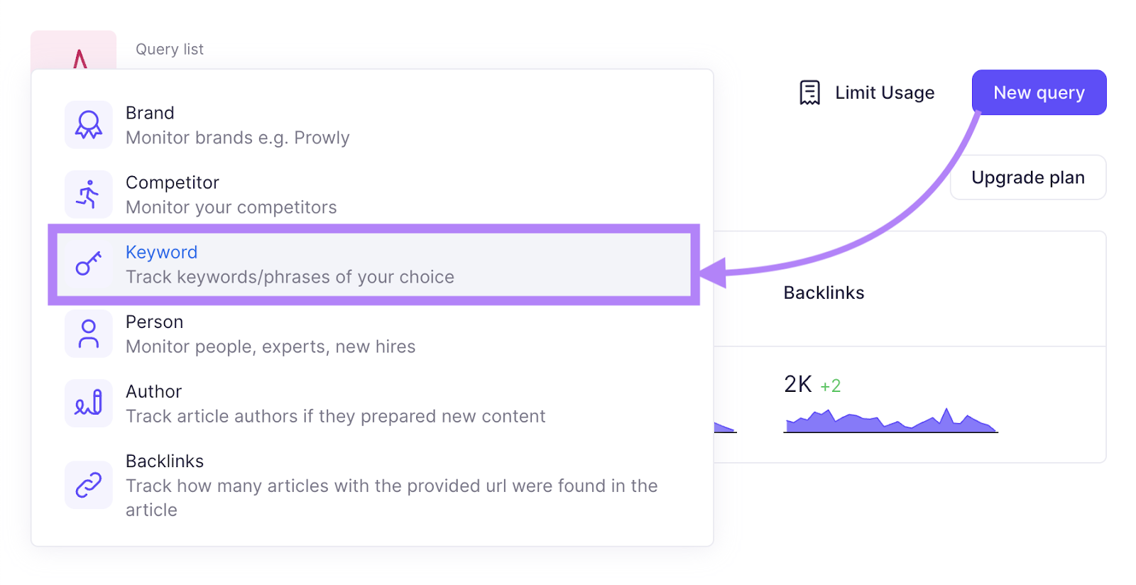 Navigate to a new keyword query.