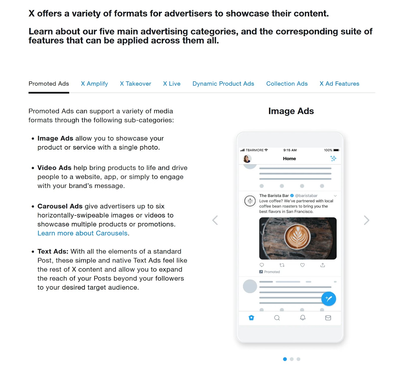 A page explaining X promoted ads