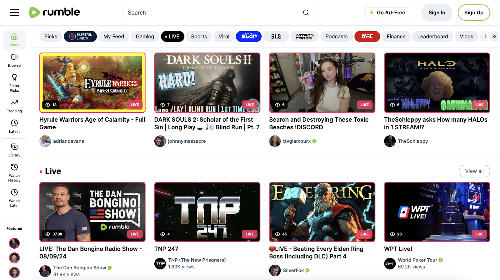 video level    has videos for sports, gaming, podcasts, and more