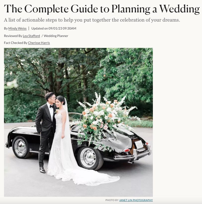 “The Complete Guide to Planning a Wedding” page by Brides