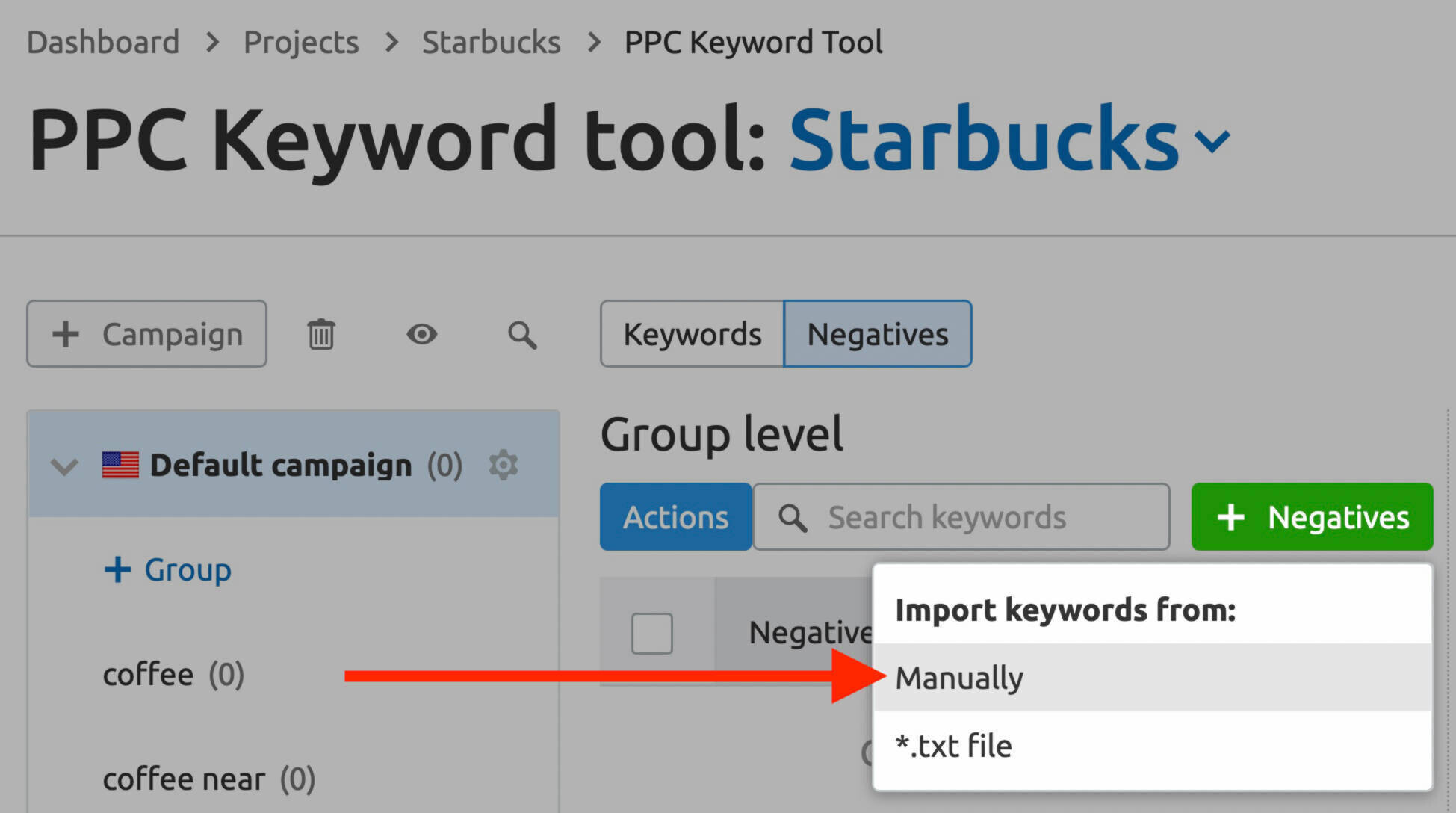 manually export keywords